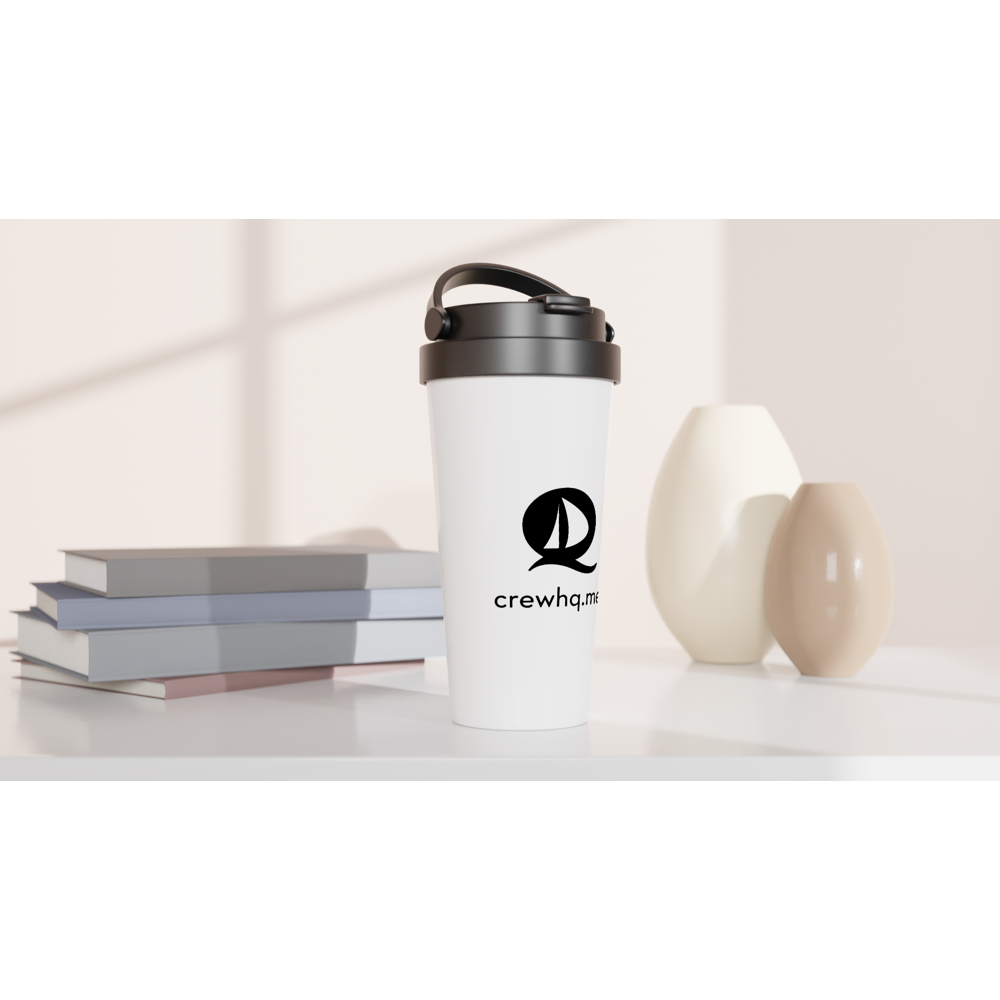 Crew HQ - White Travel Mug - 15oz Stainless Steel